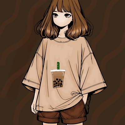 realistic girl with big t shirt and shorts