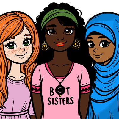 three sisters with a best sisters necklace