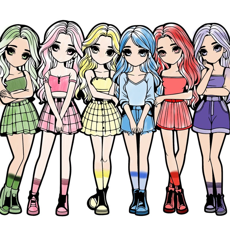 a group of girls realistic