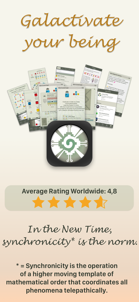 13:20:Sync - Promotional banner for the 13 20 Sync app displaying Mayan Dreamspell Calendar features and a 4.8 star rating