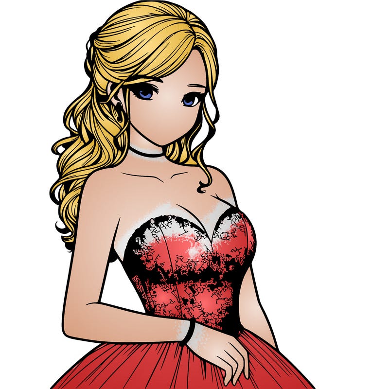 realistic girl in prom dress
