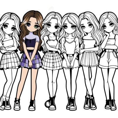 a group of girls realistic