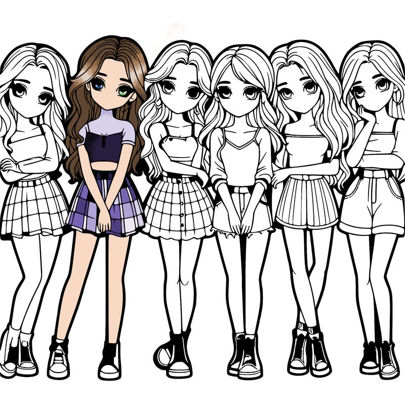 a group of girls realistic