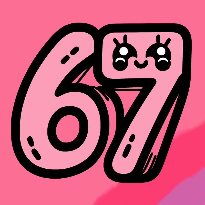 the numbers 67