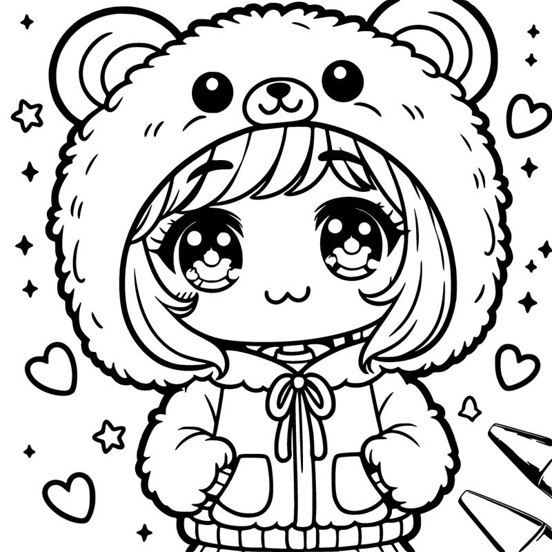 cute girl with a bear hoodie