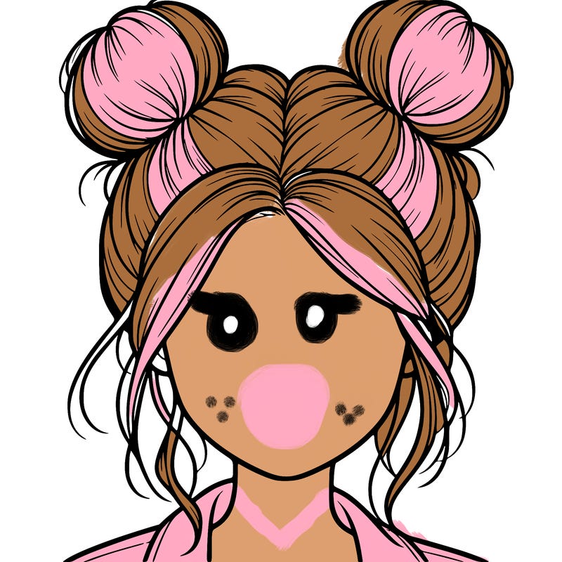 realistic girl with buns on the top of her hair