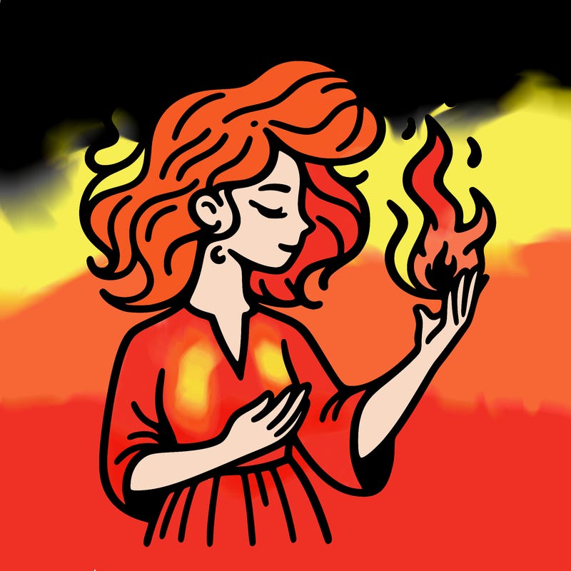 woman with fire