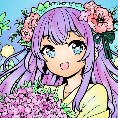 anime girl with flowers