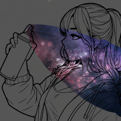 a realistic girl spray, painting