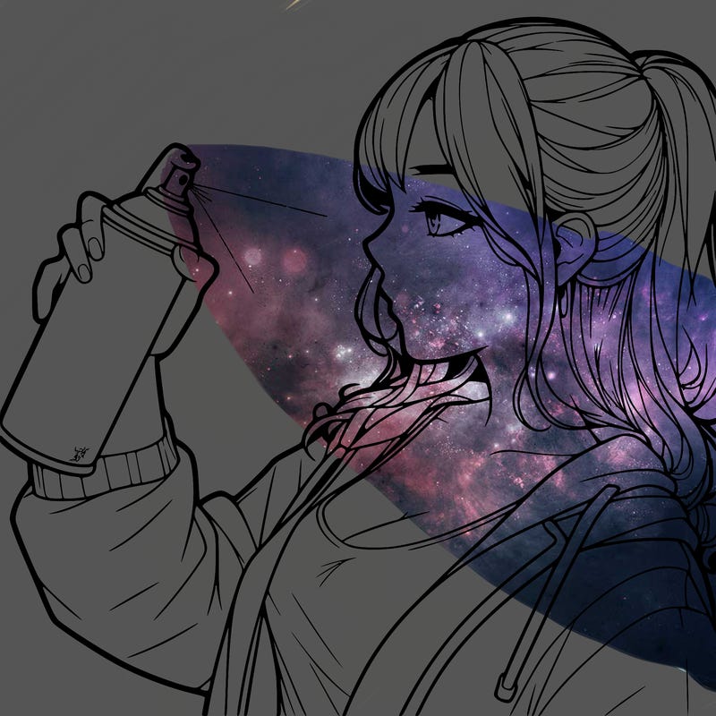 a realistic girl spray, painting