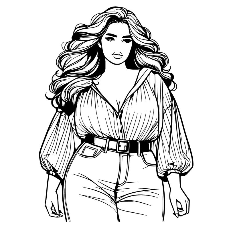 plus size model with fashion clothes realistic