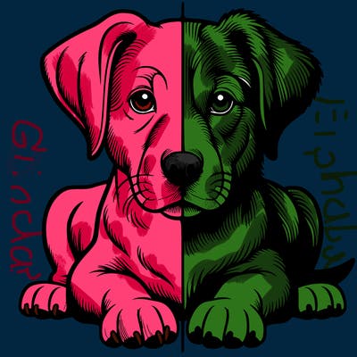 realistic dog split picture