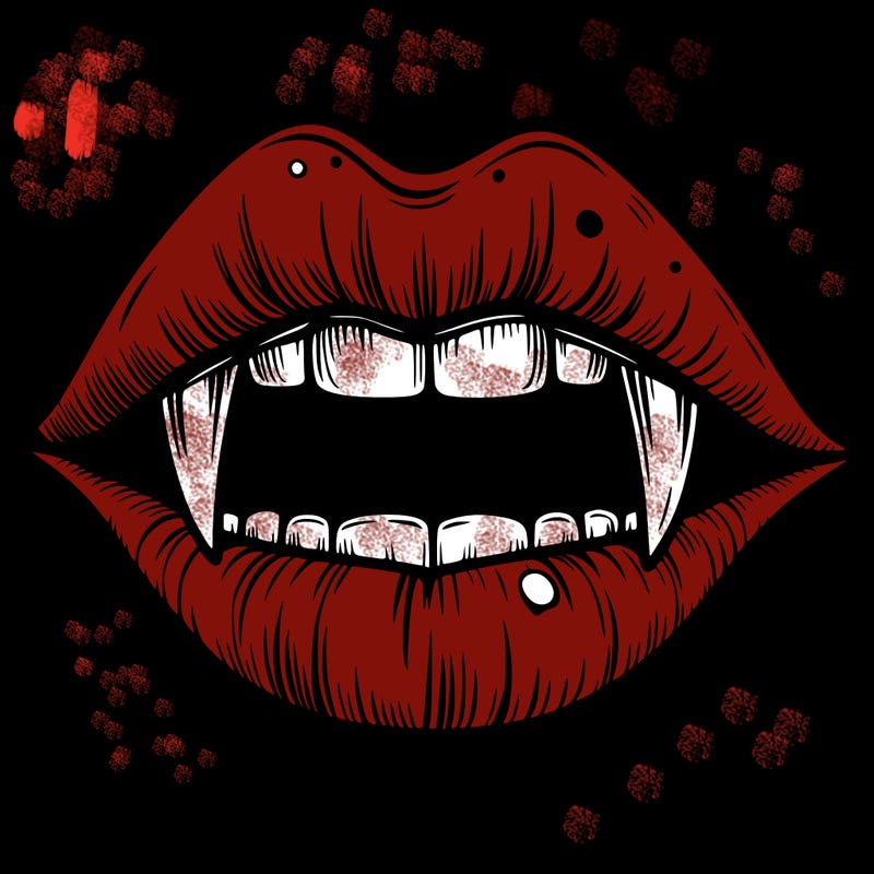 lips with vampire teeth