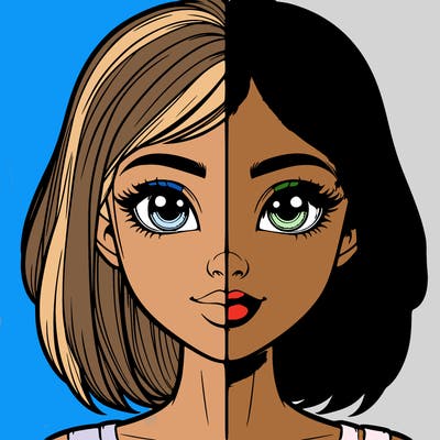 realistic girl in half