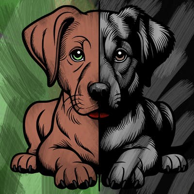 realistic dog split picture