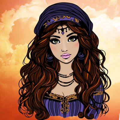 realistic beautiful mysterious gypsy girl
