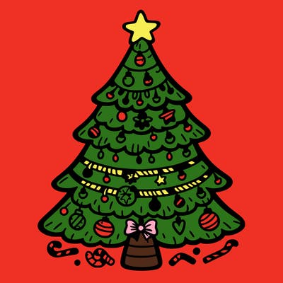 christmas tree with lots of details