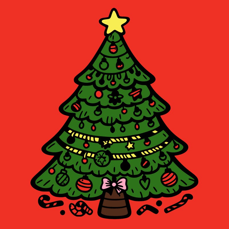 christmas tree with lots of details