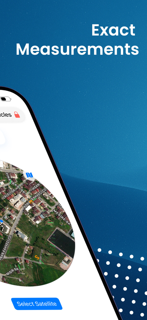 Satellite Finder Astra, Plato - 정확한 안테나 정렬 측정을 위한 위성 찾기 앱의 항공 지도 보기 표시