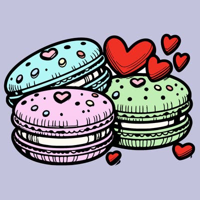 macarons with heart-shaped