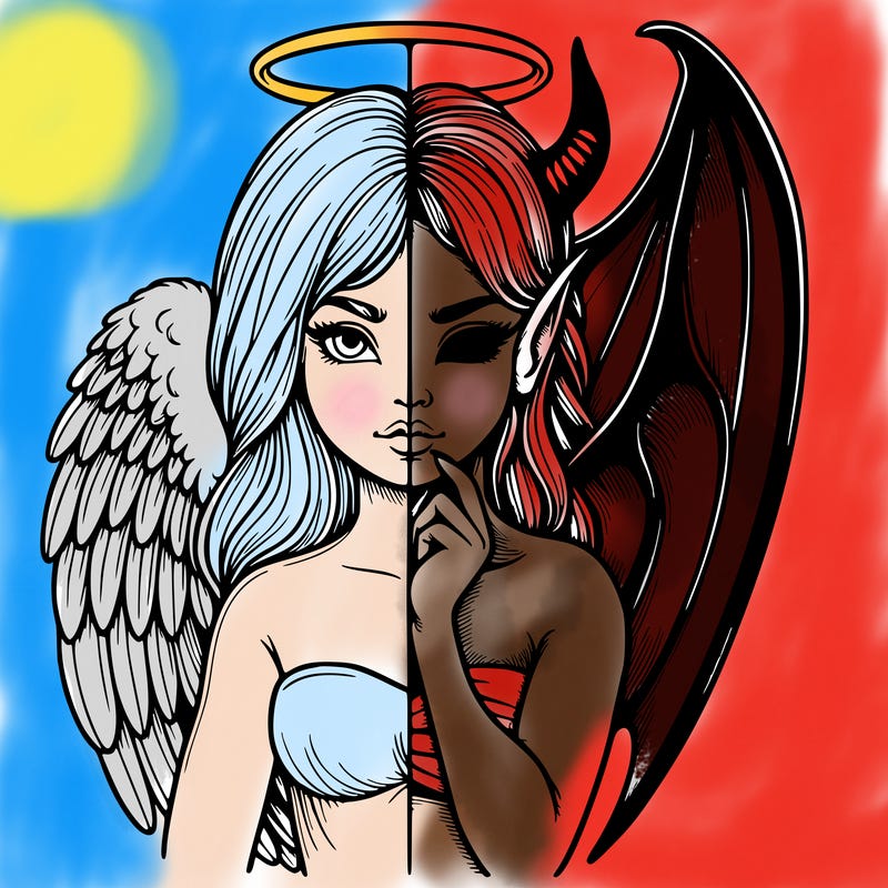 realistic angel half demon