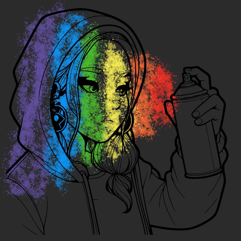 a realistic girl, spray painting