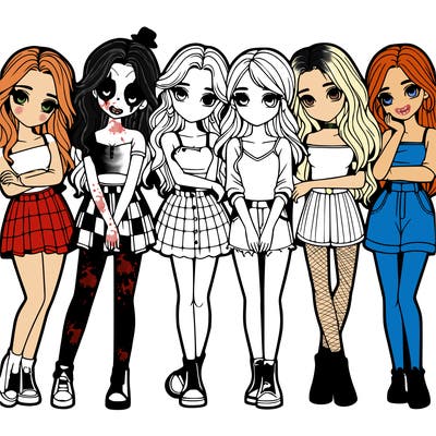 a group of girls realistic