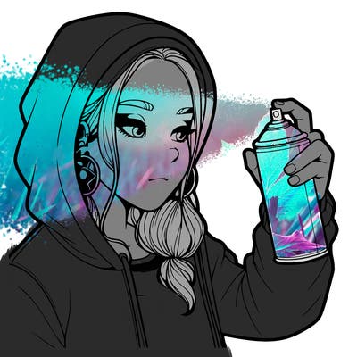 a realistic girl, spray painting