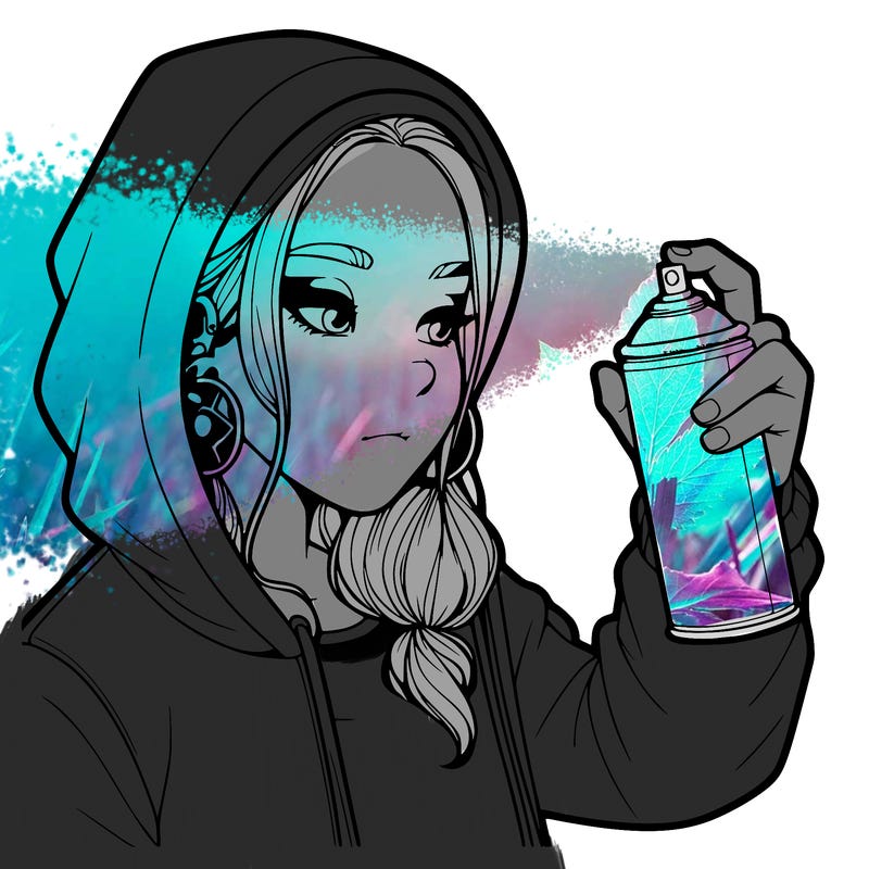 a realistic girl, spray painting