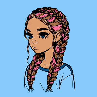 realistic girl with braids