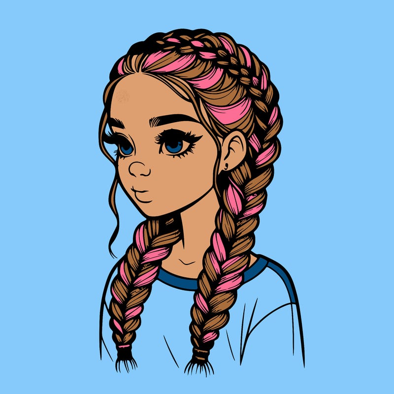 realistic girl with braids