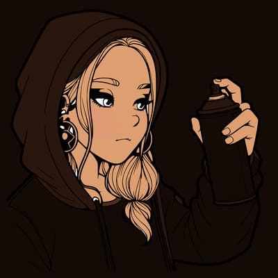 a realistic girl, spray painting