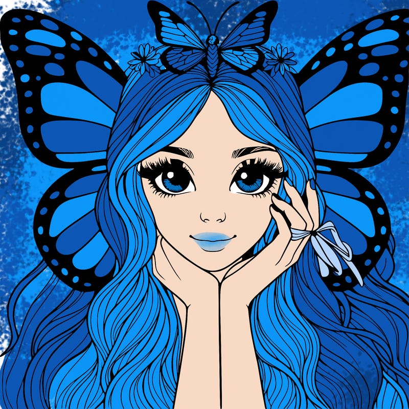 butterfly realistic girl