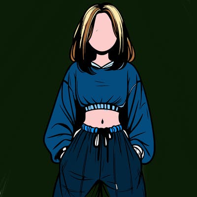 realistic girl faceless with baggy pants and a crop top