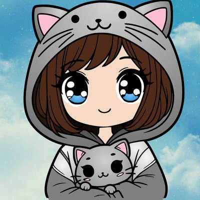 girl with cat hoodie