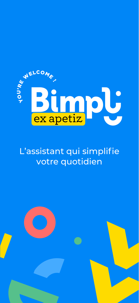 Bimpli - Bimpli app welcome screen with logo and tagline
