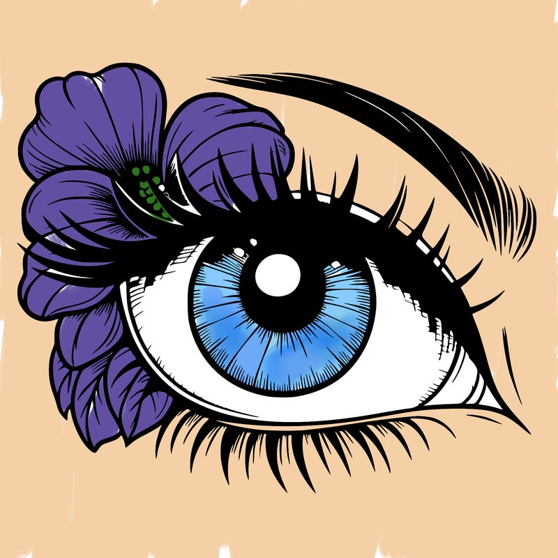 realistic eye with flower