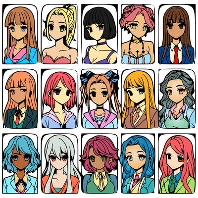 girls that look diffrent anime