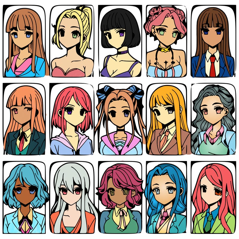 girls that look diffrent anime