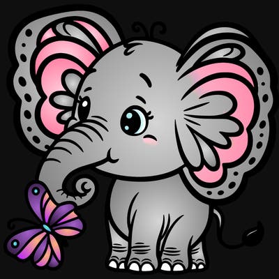 elephant with butterfly ears