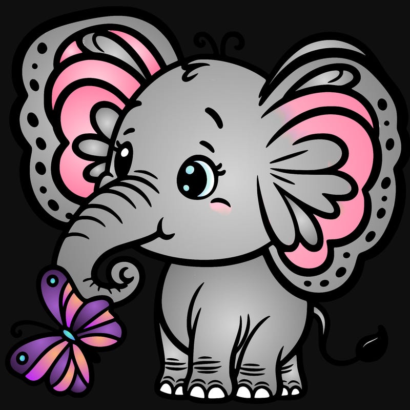 elephant with butterfly ears