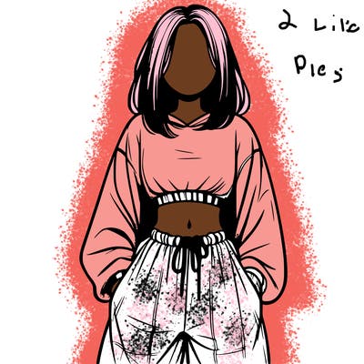 realistic girl faceless with baggy pants and a crop top