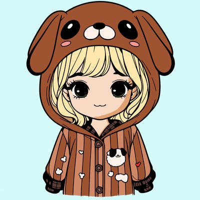 realistic girl in dog pjs