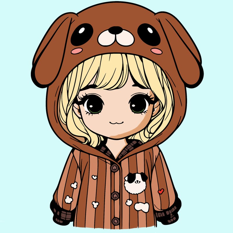 realistic girl in dog pjs
