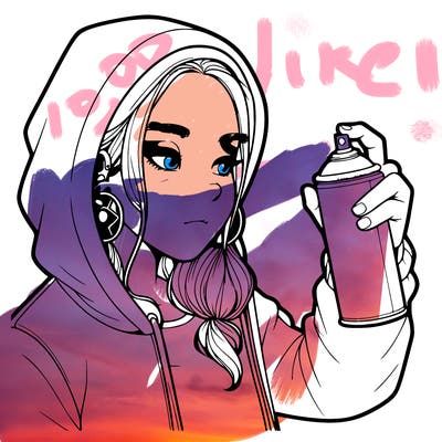 a realistic girl, spray painting