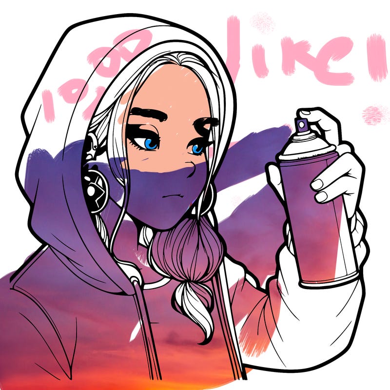 a realistic girl, spray painting