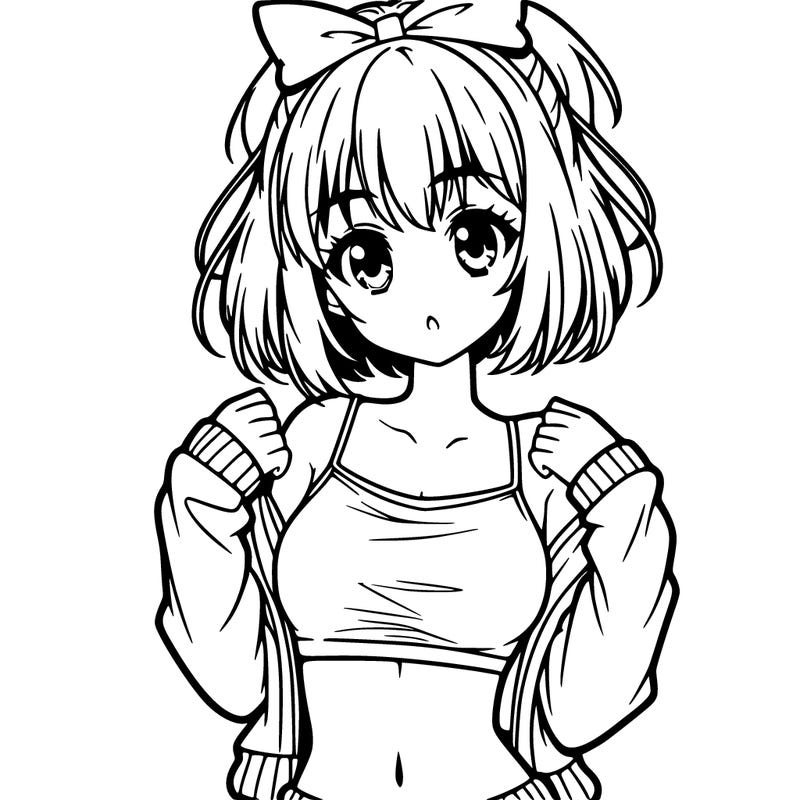 anime girl wearing crop top