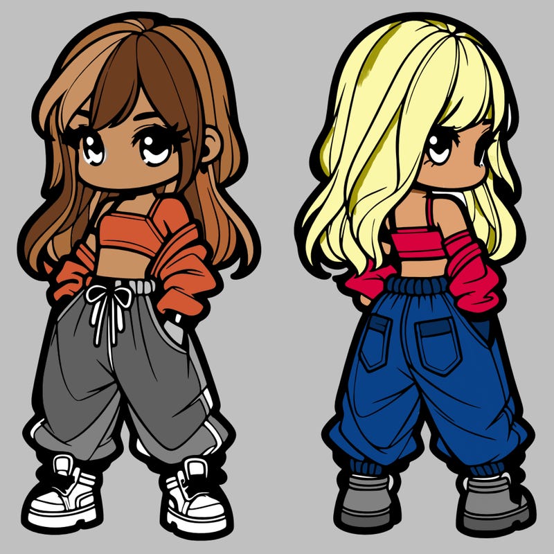 girl in crop top and baggy pants