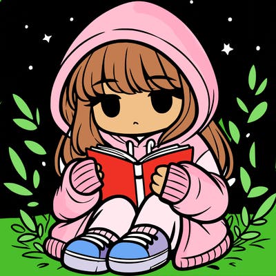 girl in oversized hoodie reading a book