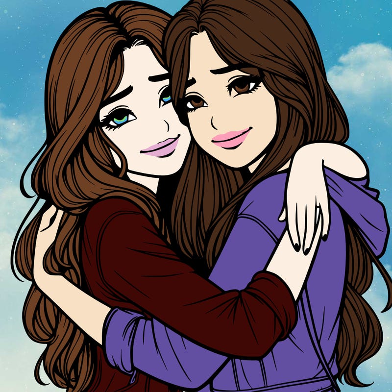 realistic girls hugging